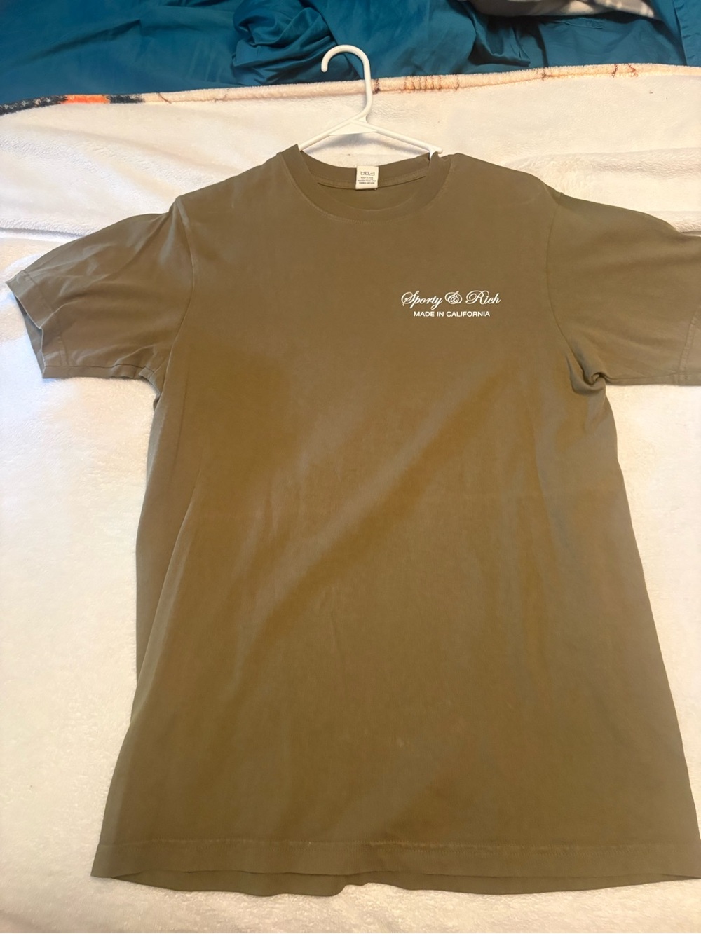 Sporty & Rich Olive Green Logo Crewneck Tee